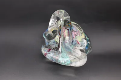Multicolor Freeform Art Glass Sculpture