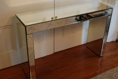 Contemporary Mirrored Glass Console Table