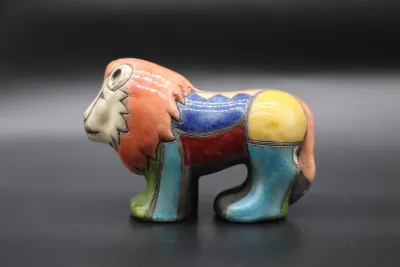 South African Raku Pottery Lion Figurine