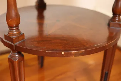 Mahogany Two-Tier Side Table with Star Inlay