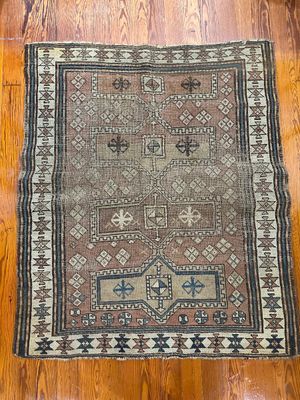 Antique Caucasian Shirvan Hand-Knotted Wool Rug