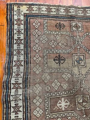 Antique Caucasian Shirvan Hand-Knotted Wool Rug