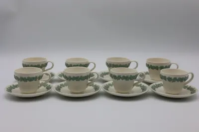 Vintage Wedgwood Embossed Queen’s Ware Salad Plates & Demitasse Cups