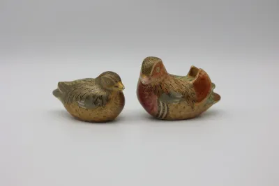 Japanese Kutani Porcelain Mandarin Duck Figurines