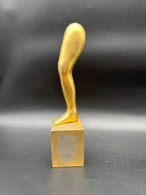 Modernist Gilt-Metal Surrealist Leg Sculpture
