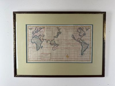 Framed Antique Style World Map Chart of the Centurion