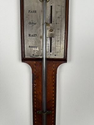 Antique English Mahogany Inlaid Mercury Stick Barometer