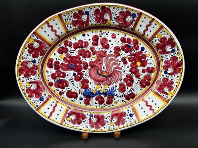 FIMA Deruta Hand-Painted Italian Majolica Rooster Platter