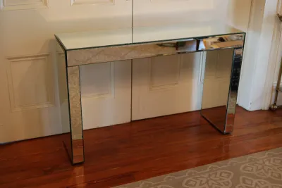 Contemporary Mirrored Glass Console Table