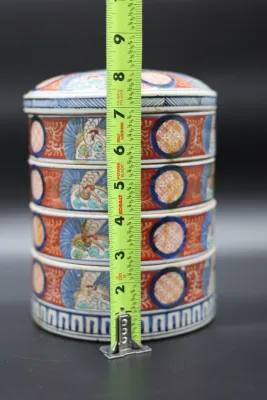 Vintage Japanese Imari-Style Porcelain 4-Tier Jubako Stacking Box