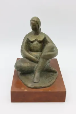 Tosia Malamud Signed & Numbered Bronze Figure Sculpture, 1964
