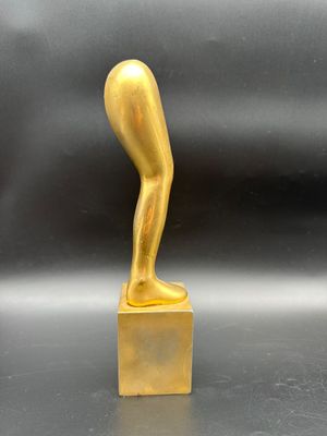 Modernist Gilt-Metal Surrealist Leg Sculpture