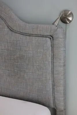 King Size Gray Upholstered Arched Headboard with Matress