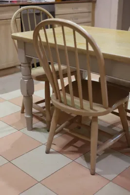 Farmhouse Dining Table with Four Windsor Chairs