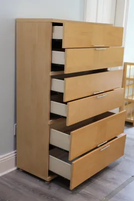 Contemporary Light Wood Six-Drawer Tall Chest