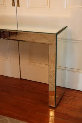 Contemporary Mirrored Glass Console Table
