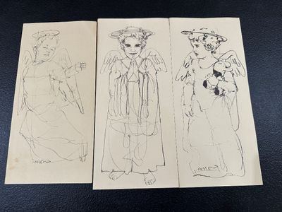 Casselli- Three Original Angel Drawings / Holiday Cards – From the Estate of New Orleans Art Patron Sonny Norman