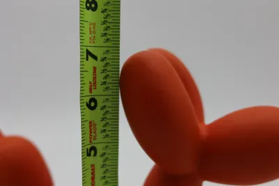 Modern Orange Balloon Dog Sculpture with Gold Nose