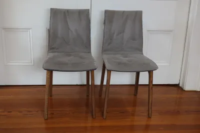 Pair of Modern Gray Upholstered Dining Chairs
