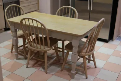 Farmhouse Dining Table with Four Windsor Chairs