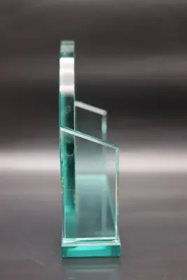 Etched Glass Jerusalem Cityscape Sculpture with Gold Accents