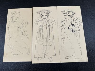Casselli- Three Original Angel Drawings / Holiday Cards – From the Estate of New Orleans Art Patron Sonny Norman