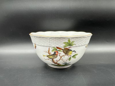 Vintage Herend Hungary Large Hand Painted Porcelain Bowl