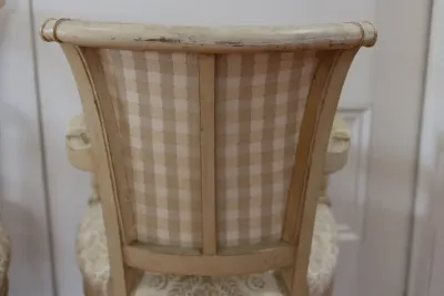 Pair of Louis XVI Style Painted Upholstered Armchairs