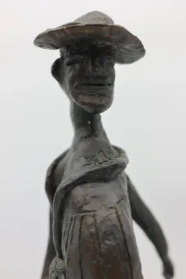 Vintage Bronze Figural Sculpture of Traveler with Bags