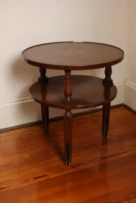 Mahogany Two-Tier Side Table with Star Inlay