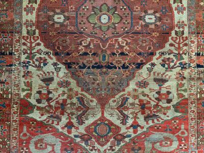 Antique Persian Heriz Serapi Wool Rug - 4' x 6'4"