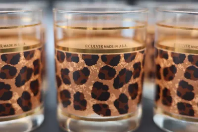 Vintage Culver Leopard Print Double Old-Fashioned Glasses – Set of 6