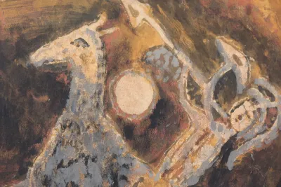 Agnes Sims “Primitive Work” Signed Modernist Oil on Canvas