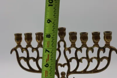 Vintage Made in India Brass 9-Light Hanukkah Menorah