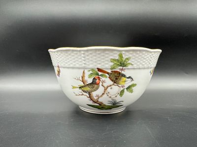 Vintage Herend Hungary Large Hand Painted Porcelain Bowl