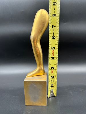 Modernist Gilt-Metal Surrealist Leg Sculpture