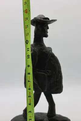 Vintage Bronze Figural Sculpture of Traveler with Bags