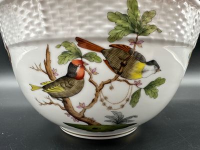 Vintage Herend Hungary Large Hand Painted Porcelain Bowl
