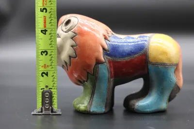 South African Raku Pottery Lion Figurine
