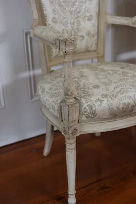Pair of Louis XVI Style Painted Upholstered Armchairs
