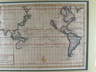 Framed Antique Style World Map Chart of the Centurion