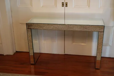 Contemporary Mirrored Glass Console Table