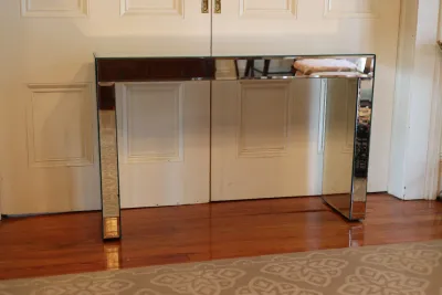 Contemporary Mirrored Glass Console Table