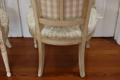 Pair of Louis XVI Style Painted Upholstered Armchairs