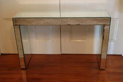 Contemporary Mirrored Glass Console Table