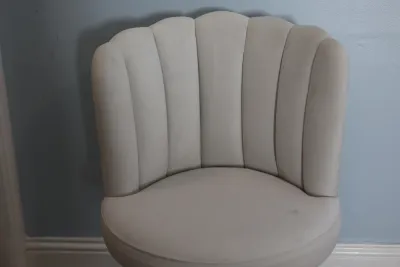 Adjustable Upholstered Swivel Desk Chair with Gold-Tone Base