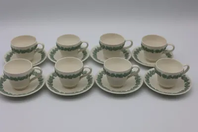 Vintage Wedgwood Embossed Queen’s Ware Salad Plates & Demitasse Cups