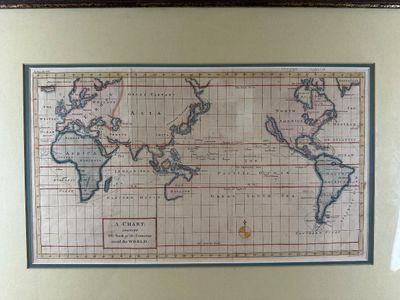 Framed Antique Style World Map Chart of the Centurion