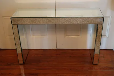 Contemporary Mirrored Glass Console Table