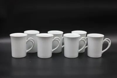 Pier 1 Luminous White Porcelain Double Scroll Mugs – Set of 7